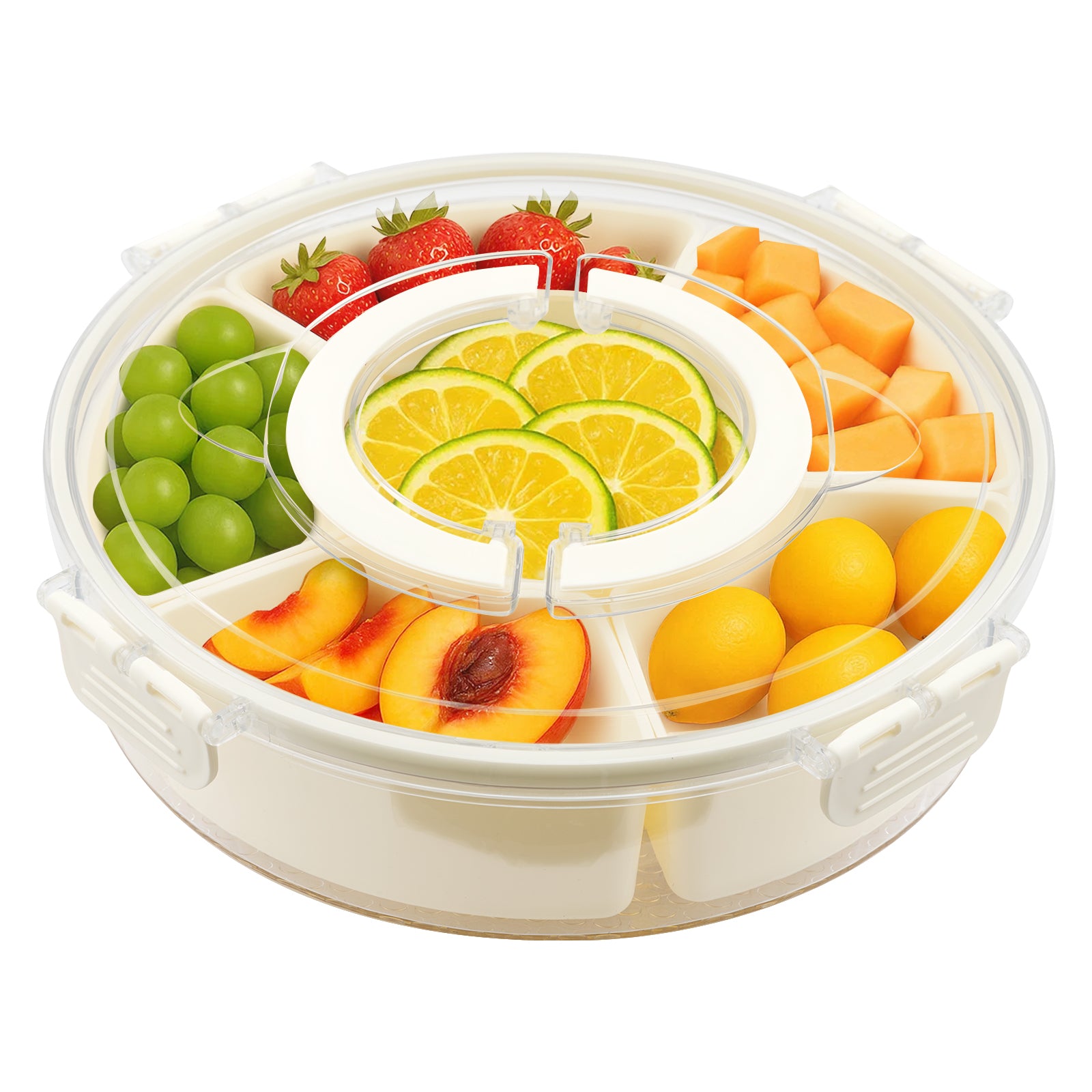 Premium Snack-Karussell mit 6 Fächern – Drehbarer Party-Organizer mit transparentem Deckel