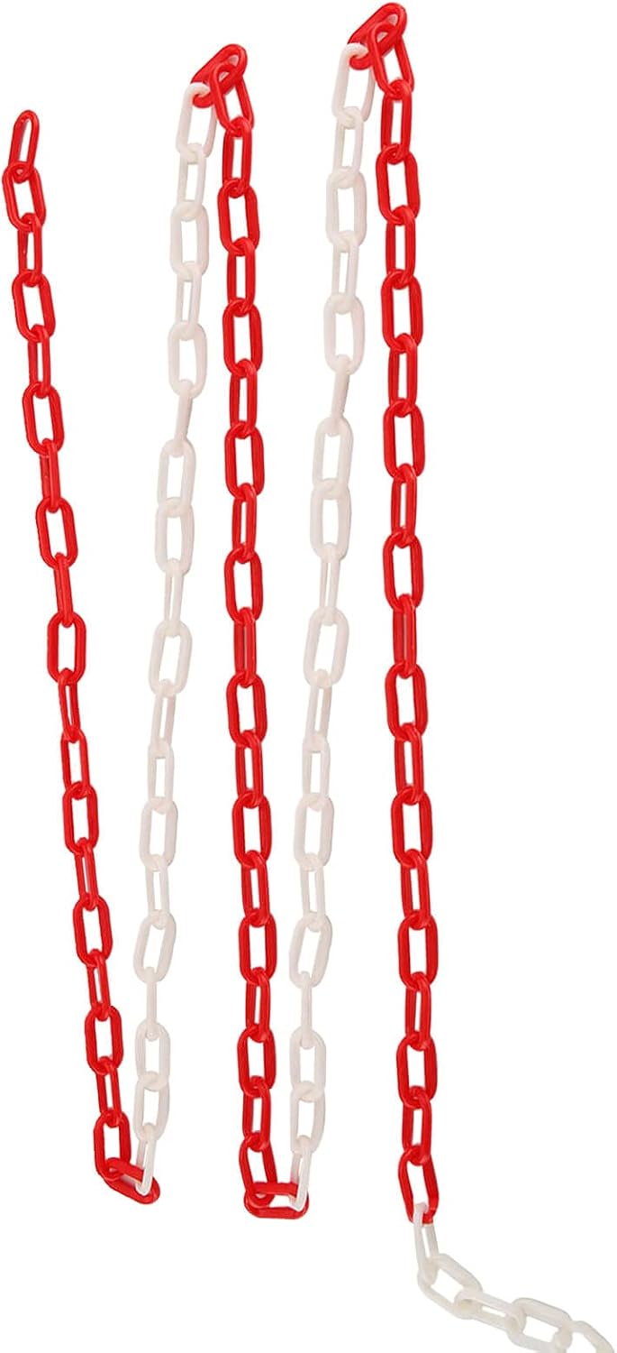 30m Profi Absperrkette Rot-Weiß (6mm) – Wetterfeste Warnkette aus Kunststoff für Baustelle & Parkplatz