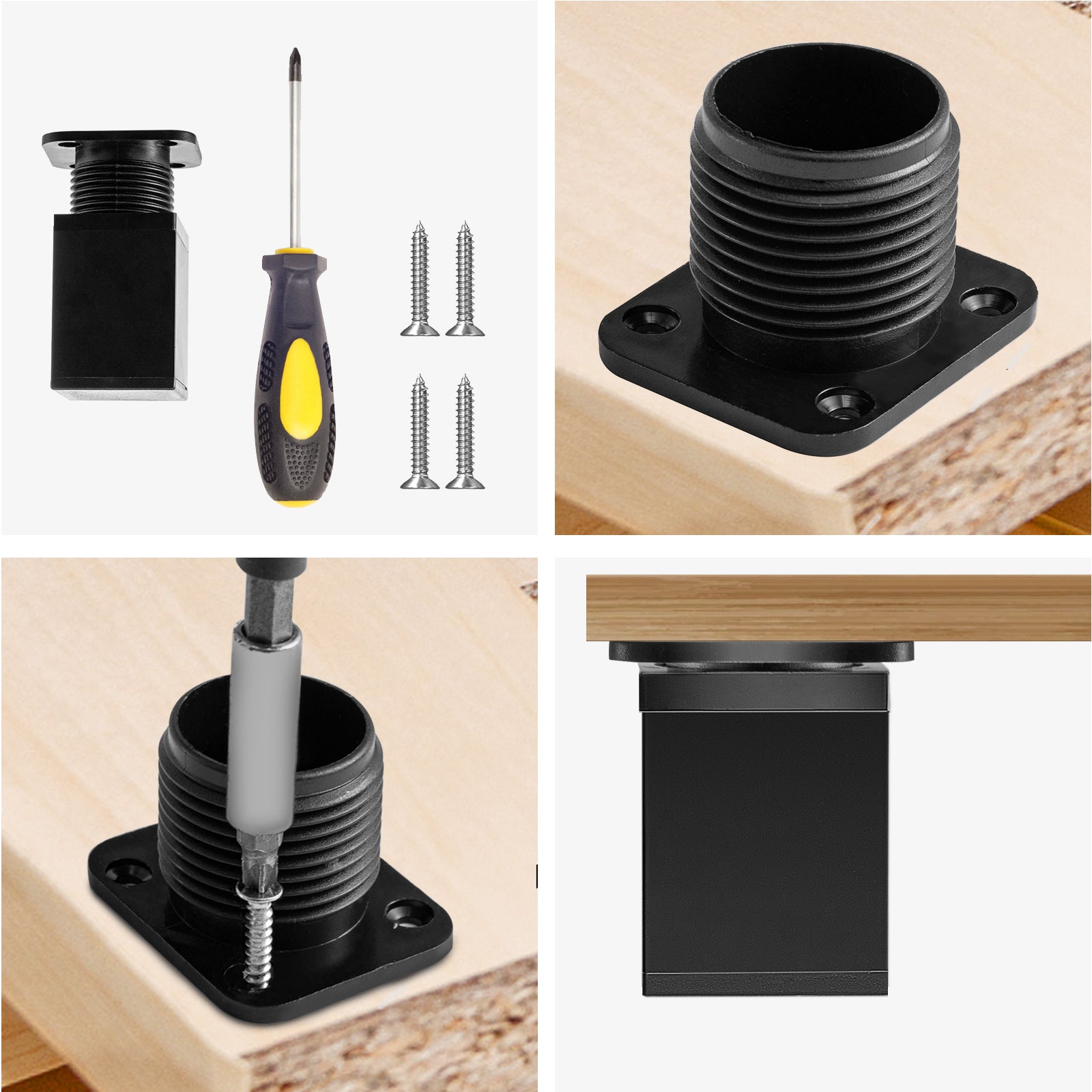 Design Möbelfüße Quadratisch – Höhenverstellbar & Robust - 4 Stücke