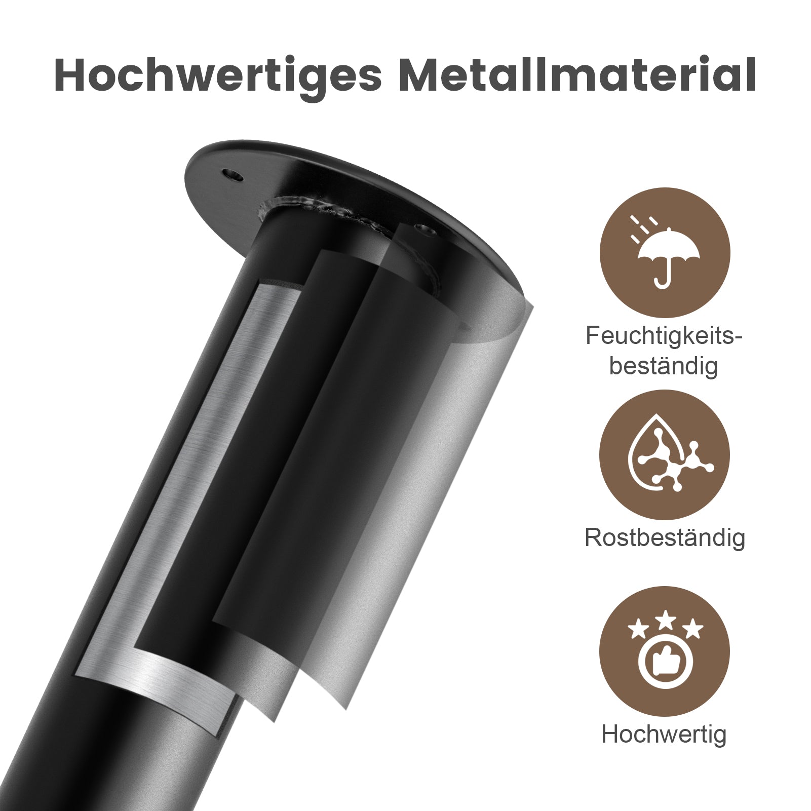 1 Stück Teleskop-Tischbein Schwarz (71–110 cm) – Höhenverstellbar & Extra Stabil (Ø 60 mm)