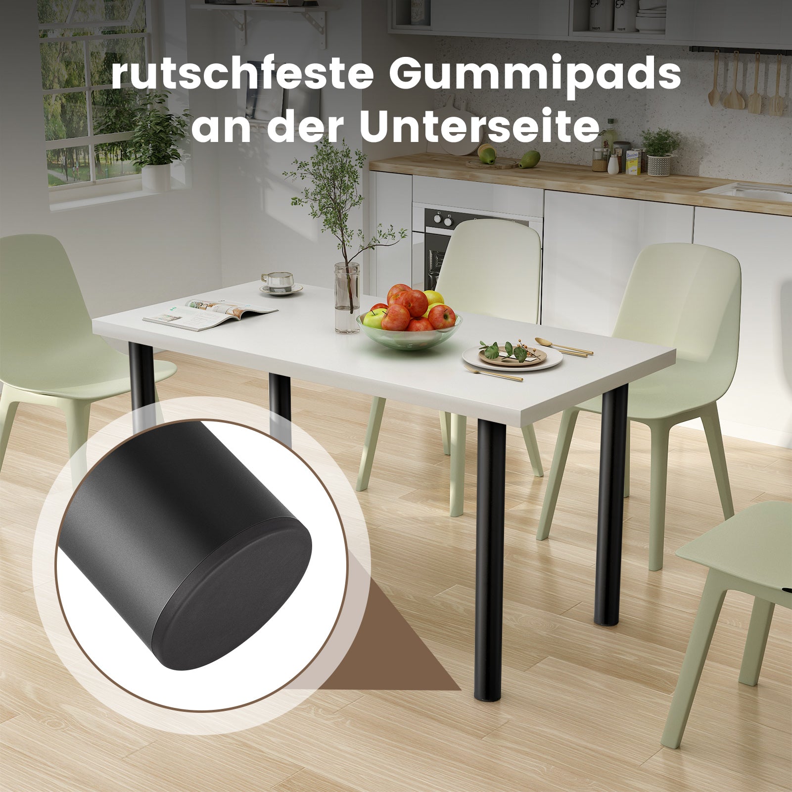 1 Stück Teleskop-Tischbein Schwarz (71–110 cm) – Höhenverstellbar & Extra Stabil (Ø 60 mm)