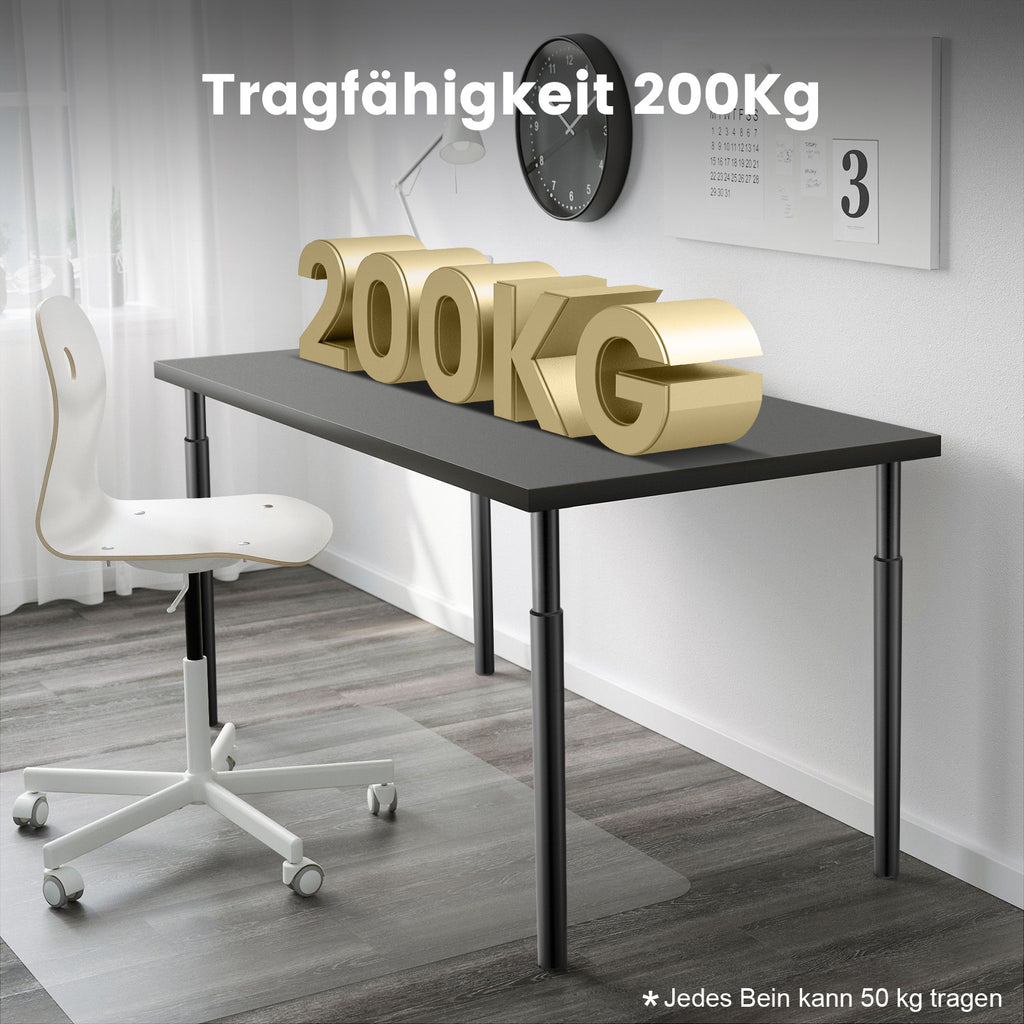 1 Stück Teleskop-Tischbein Schwarz (71–110 cm) – Höhenverstellbar & Extra Stabil (Ø 60 mm)