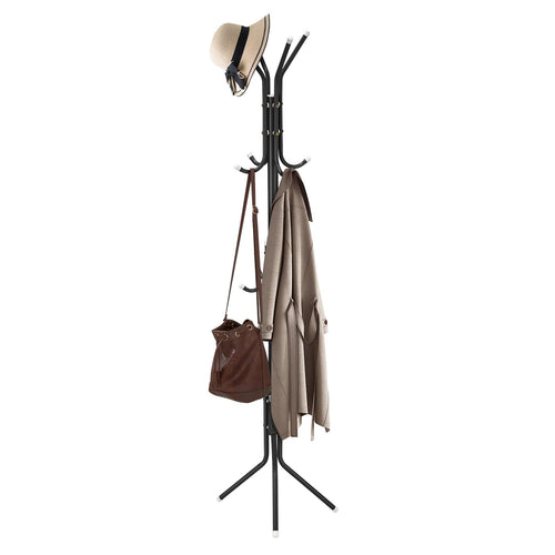 2× Garderobenständer 175 cm – je 12 Haken, Metall, Schwarz