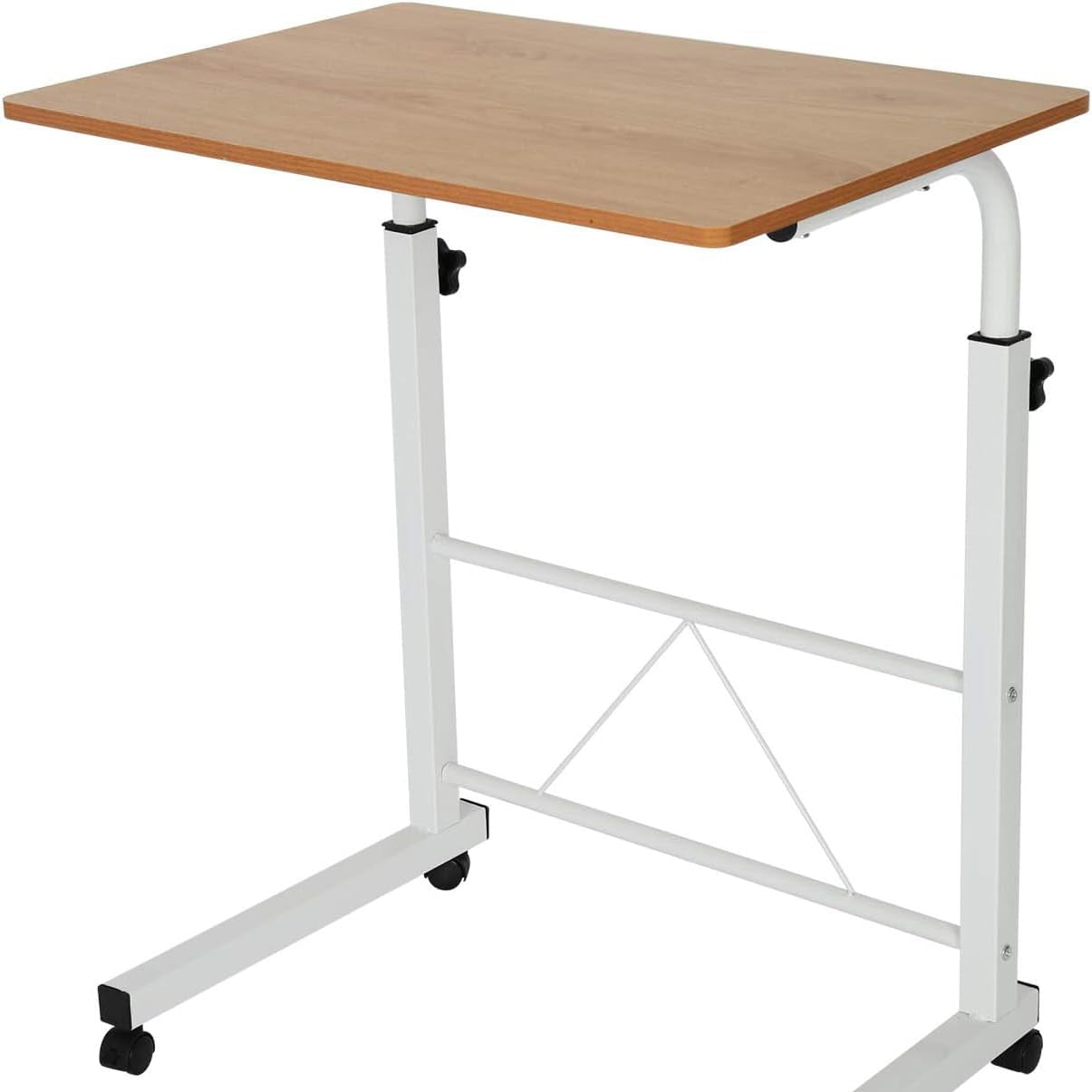 Mobiler Laptoptisch „FlexiWork“ (60x40 cm) – Höhenverstellbarer Computertisch mit Rollen (Gelbes Birnbaumholz-Dekor)