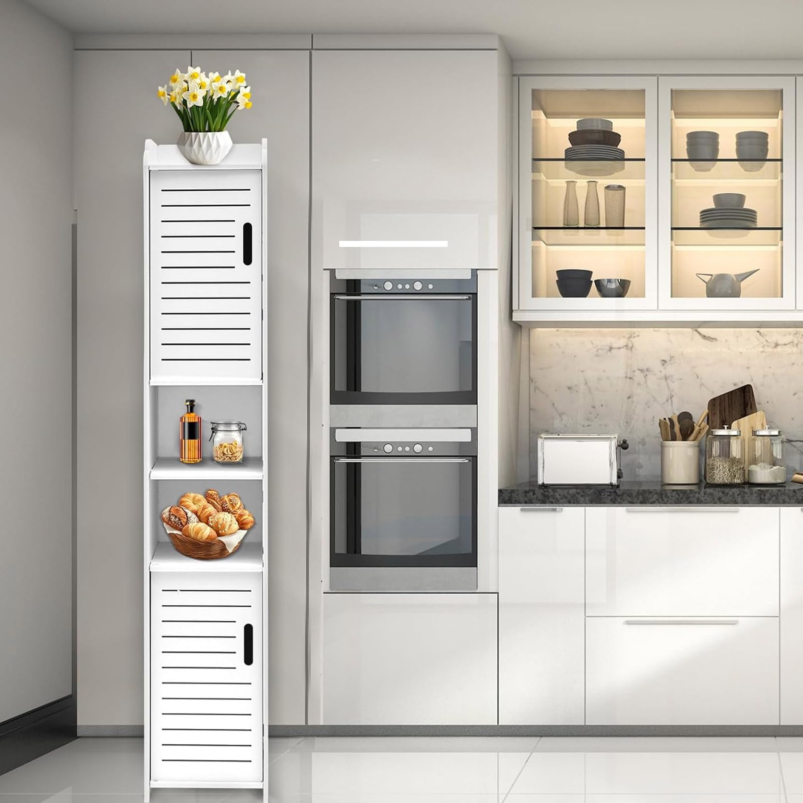 Design Nischenschrank „SlimLine“ (20x20 cm) – Wasserfester Bad-Organizer mit 5 Ebenen