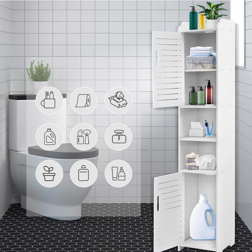 Design Nischenschrank „SlimLine“ (20x20 cm) – Wasserfester Bad-Organizer mit 5 Ebenen
