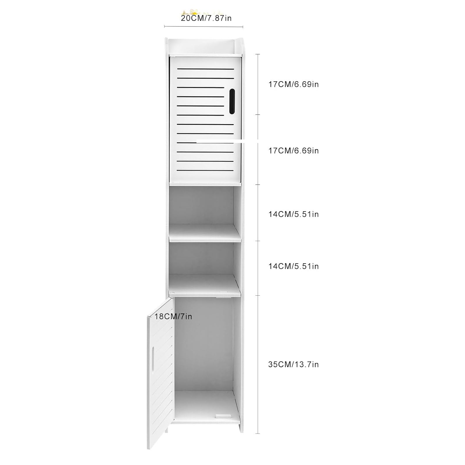 Design Nischenschrank „SlimLine“ (20x20 cm) – Wasserfester Bad-Organizer mit 5 Ebenen