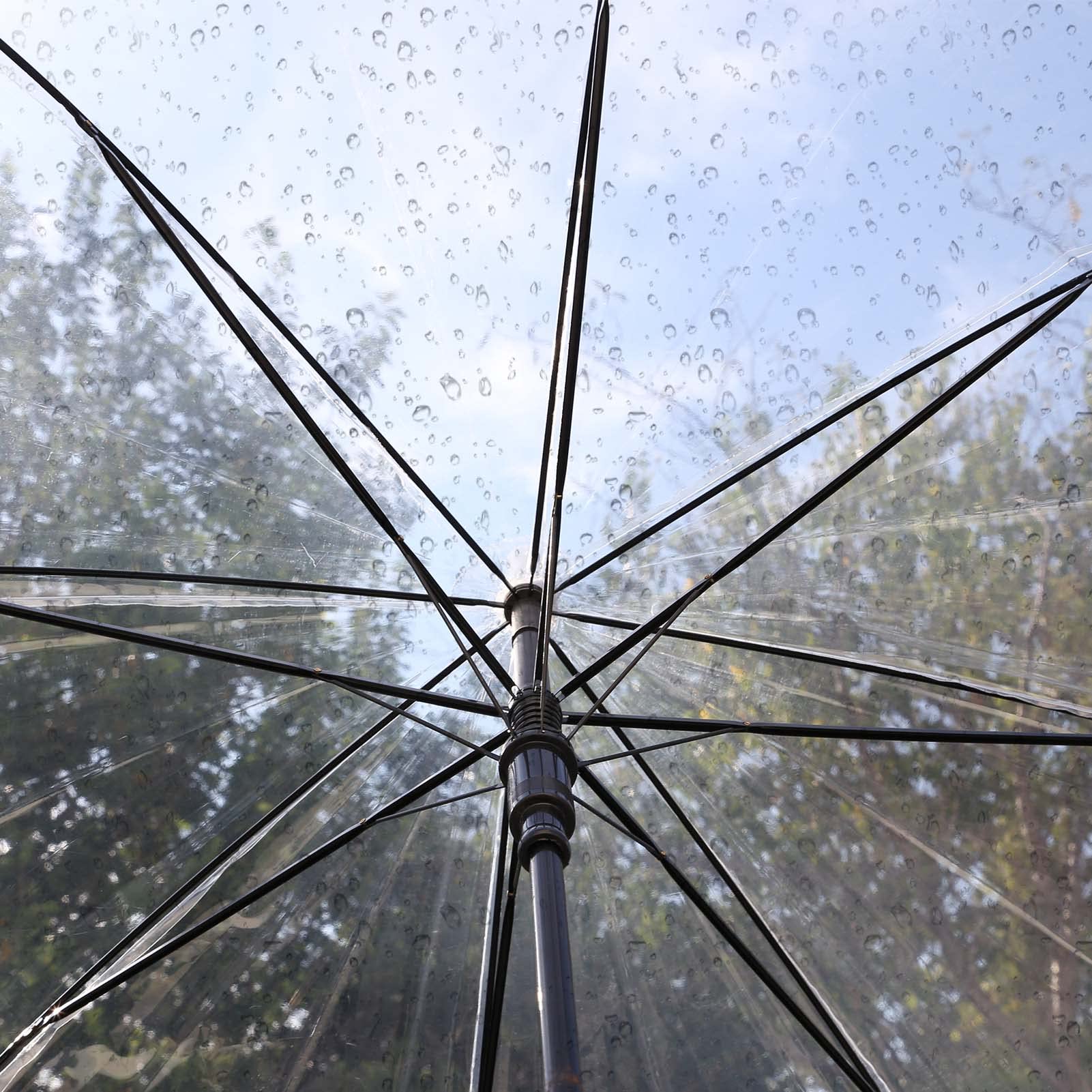 Transparenter Design-Regenschirm (Ø 87 cm) – Eleganter Stockschirm mit ergonomischem C-Griff & Rundum-Sicht