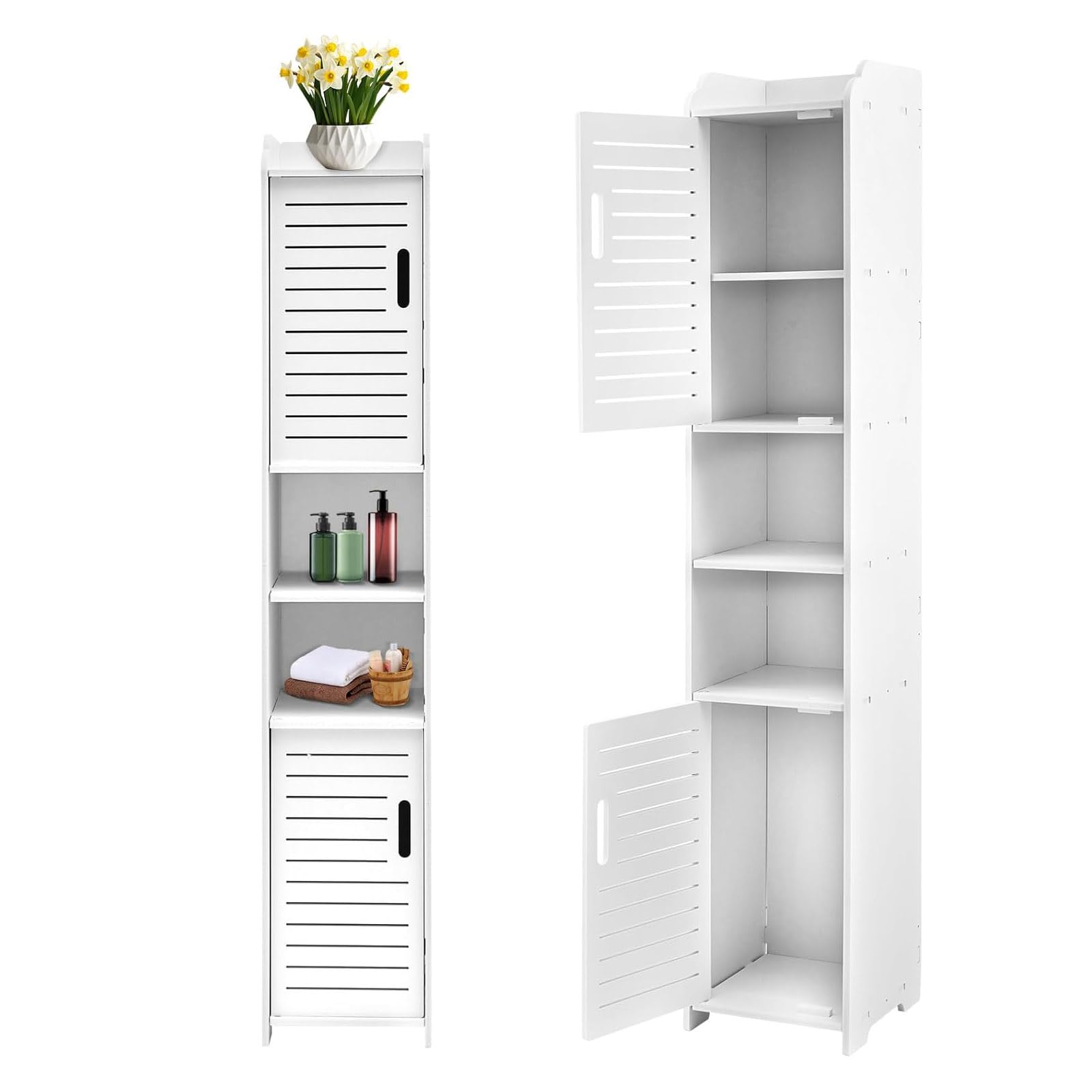 Design Nischenschrank „SlimLine“ (20x20 cm) – Wasserfester Bad-Organizer mit 5 Ebenen