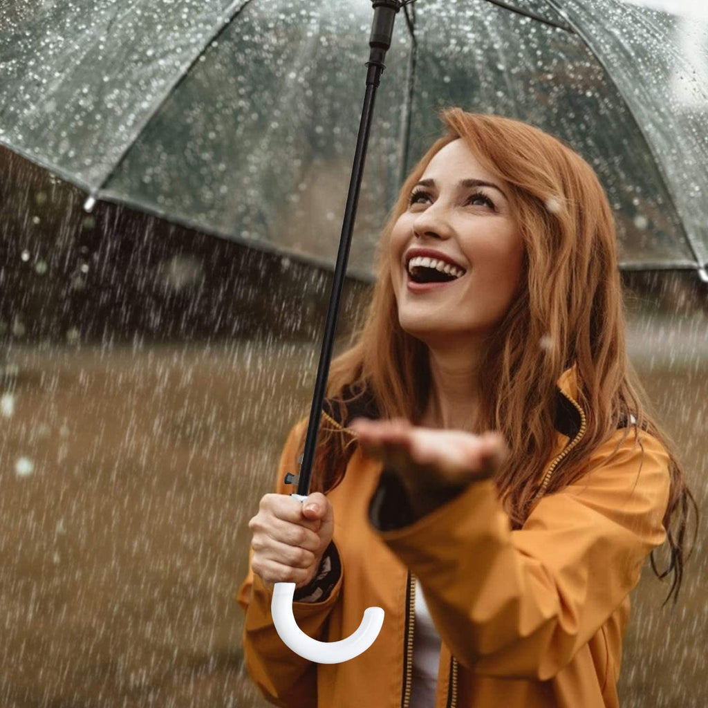 Transparenter Design-Regenschirm (Ø 87 cm) – Eleganter Stockschirm mit ergonomischem C-Griff & Rundum-Sicht